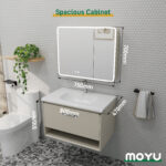 Wall-Mounted Bathroom Vanity with LED Anti-Fog Mirror Cabinet - Image 12