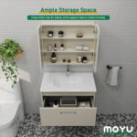 Wall-Mounted Bathroom Vanity with LED Anti-Fog Mirror Cabinet - Image 9