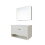 Wall-Mounted Bathroom Vanity with LED Anti-Fog Mirror Cabinet - Image 4