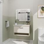 Wall-Mounted Bathroom Vanity with LED Anti-Fog Mirror Cabinet - Image 8