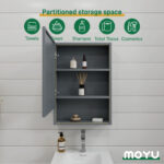 MOYU Wall-Mounted Bathroom Storage Cabinet with 3-Tier Shelves - 图片 7