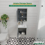 MOYU Wall-Mounted Bathroom Storage Cabinet with 3-Tier Shelves - 图片 8