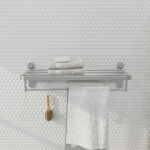Wall Mount Stainless Steel Towel Rack With Storage Shelf & Hooks, Rust Proof Bathroom Organiser - Image 5