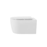 MOYU Minimalist Wall Hung Toilet, Gloss White Ceramic Wall Mounted WC with Soft Close Lid for Contemporary Bathrooms - Image 4