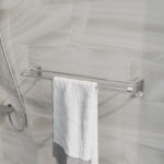 Double Bar Silver Towel Rail, Rust-Proof Wall Mount Towel Holder - Image 7