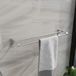 Double Bar Silver Towel Rail, Rust-Proof Wall Mount Towel Holder - Image 6