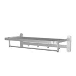 Wall Mount Stainless Steel Towel Rack With Storage Shelf & Hooks, Rust Proof Bathroom Organiser - Image 3