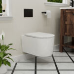 MOYU Minimalist Wall Hung Toilet, Gloss White Ceramic Wall Mounted WC with Soft Close Lid for Contemporary Bathrooms - Image 6