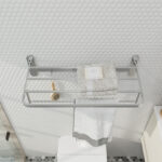 Wall Mount Stainless Steel Towel Rack With Storage Shelf & Hooks, Rust Proof Bathroom Organiser - Image 8