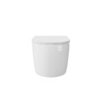 MOYU Minimalist Wall Hung Toilet, Gloss White Ceramic Wall Mounted WC with Soft Close Lid for Contemporary Bathrooms - Image 2