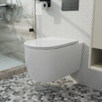 MOYU Minimalist Wall Hung Toilet, Gloss White Ceramic Wall Mounted WC with Soft Close Lid for Contemporary Bathrooms - Image 5