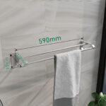 Double Bar Silver Towel Rail, Rust-Proof Wall Mount Towel Holder - Image 9