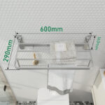 Wall Mount Stainless Steel Towel Rack With Storage Shelf & Hooks, Rust Proof Bathroom Organiser - Image 9