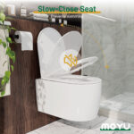 MOYU Minimalist Wall Hung Toilet, Gloss White Ceramic Wall Mounted WC with Soft Close Lid for Contemporary Bathrooms - Image 10