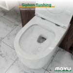 MOYU Minimalist Wall Hung Toilet, Gloss White Ceramic Wall Mounted WC with Soft Close Lid for Contemporary Bathrooms - Image 11