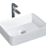 Rectangular Ceramic Vessel Sink, Modern Above Counter Bathroom Wash Basin