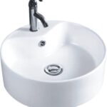Round Above-Counter Ceramic Vessel Sink with Pre-Drilled Faucet Hole