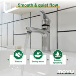 MOYU Chrome Single-Handle Bathroom Basin  Mixer Tap , Water-Saving Anti-Splash Faucet - Image 10
